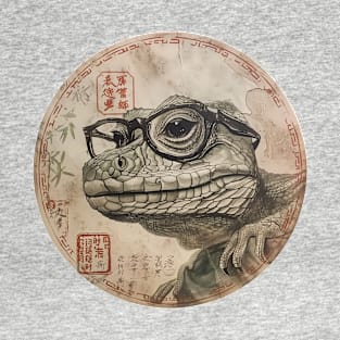 Lizard wearing eyeglasses label T-Shirt